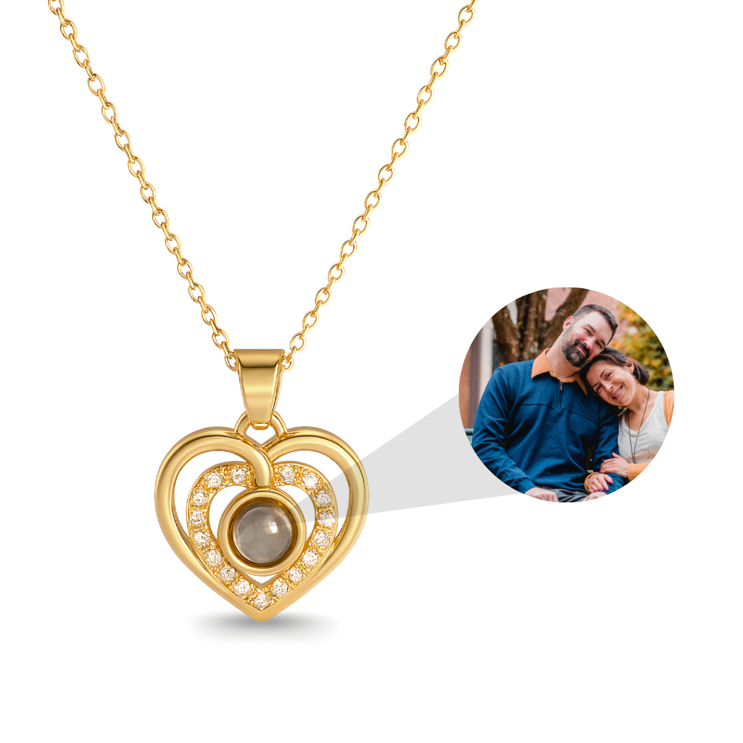 Cross heart Zircon photo Necklace