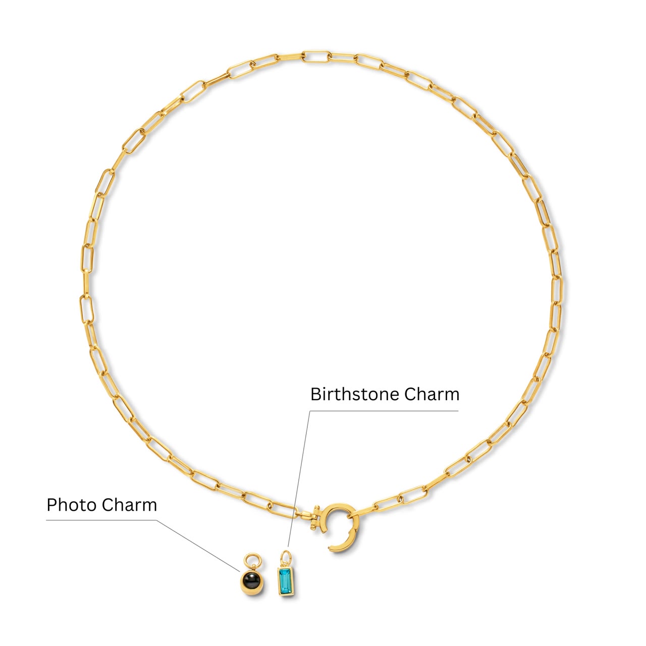Photo & Birthstone Charm Necklace