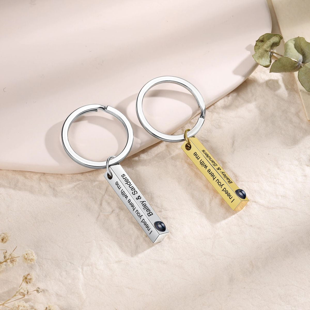 Column Keychain photo projection