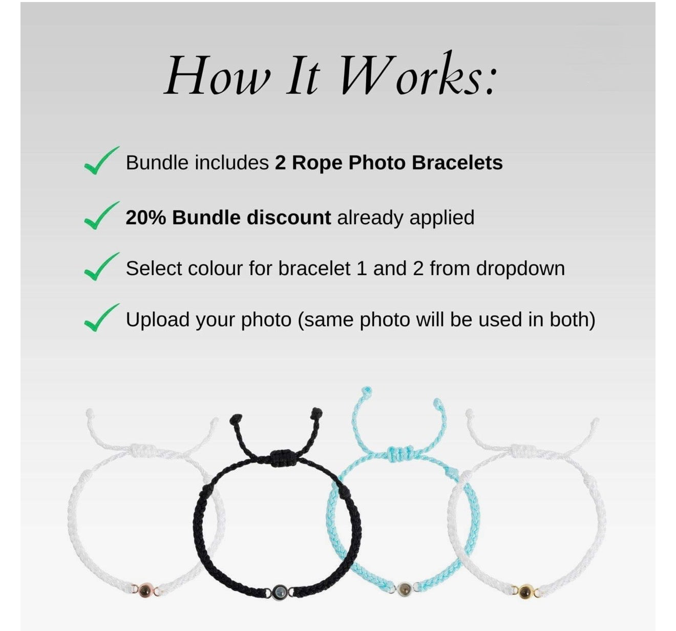 BUNDLE: His And Hers Rope Photo Bracelets