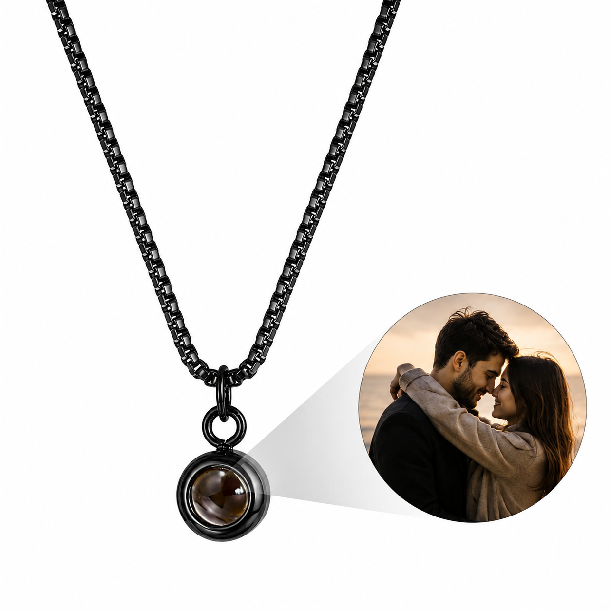 Box Chain Round bead photo Necklace