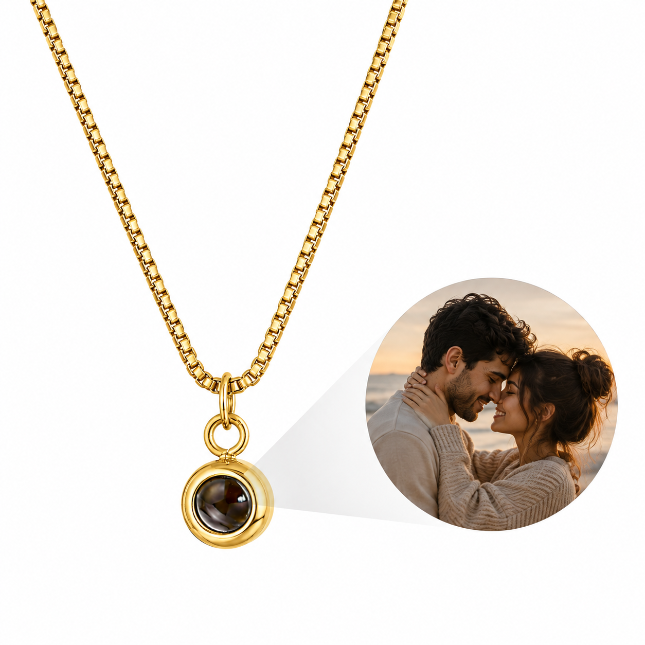 Box Chain Round bead photo Necklace