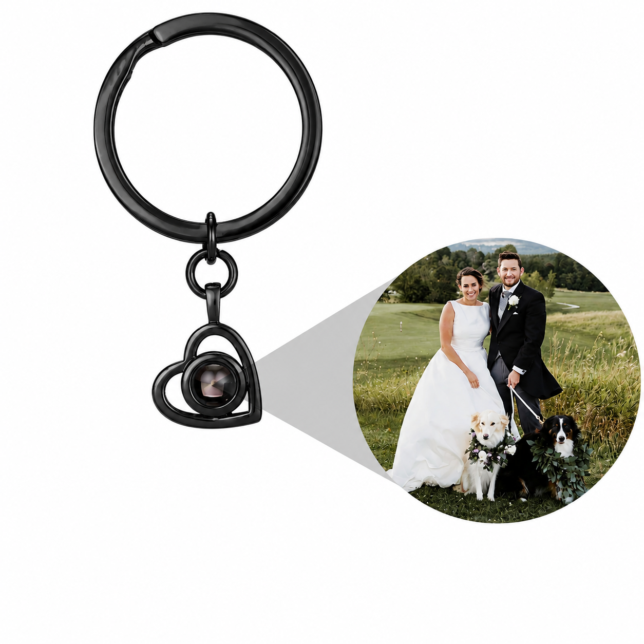 Heart keychain photo projection