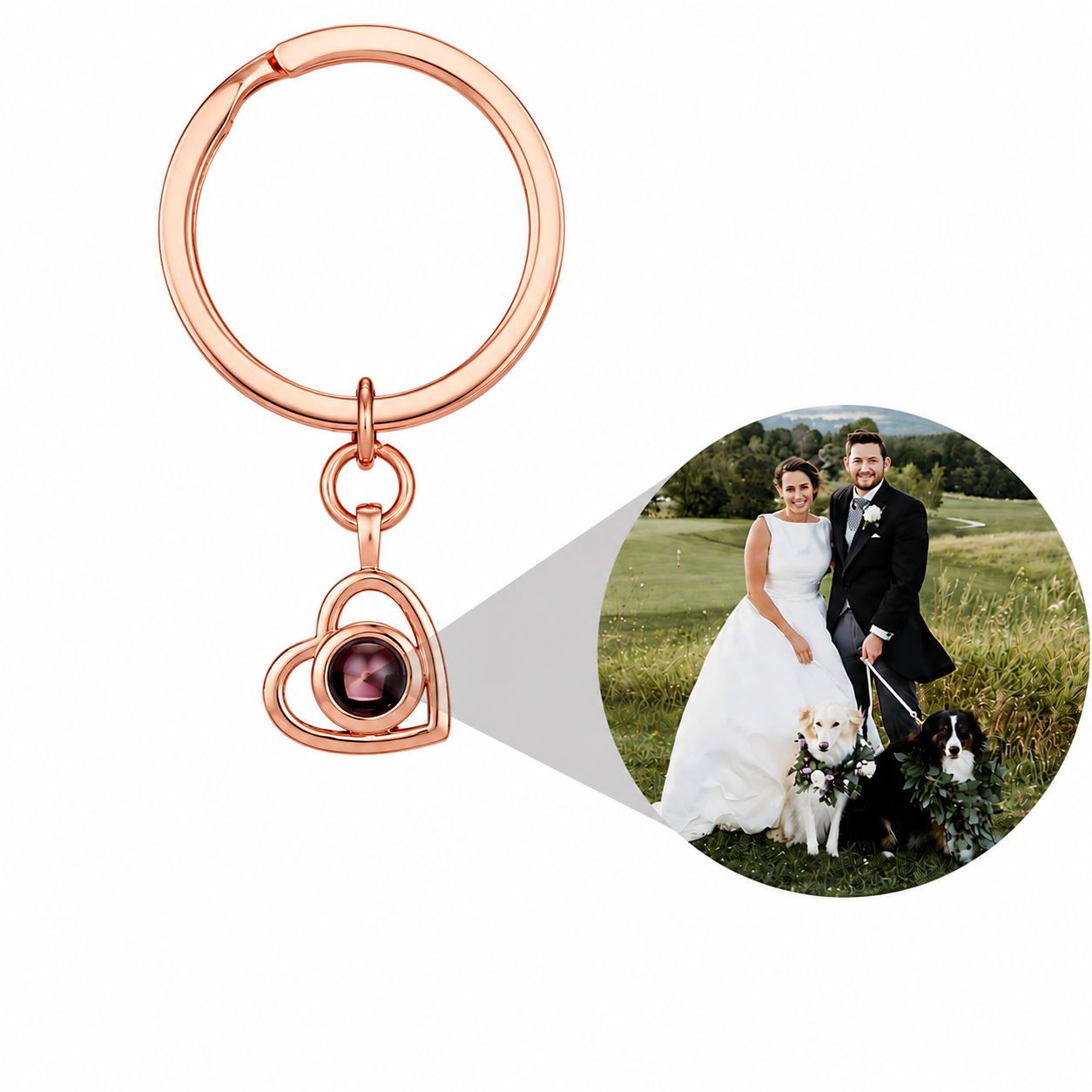 Heart keychain photo projection