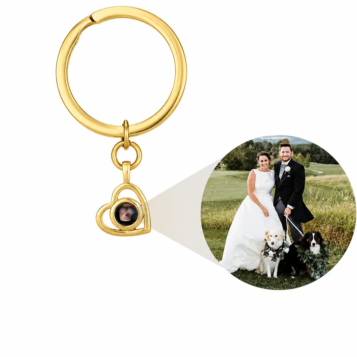 Heart keychain photo projection