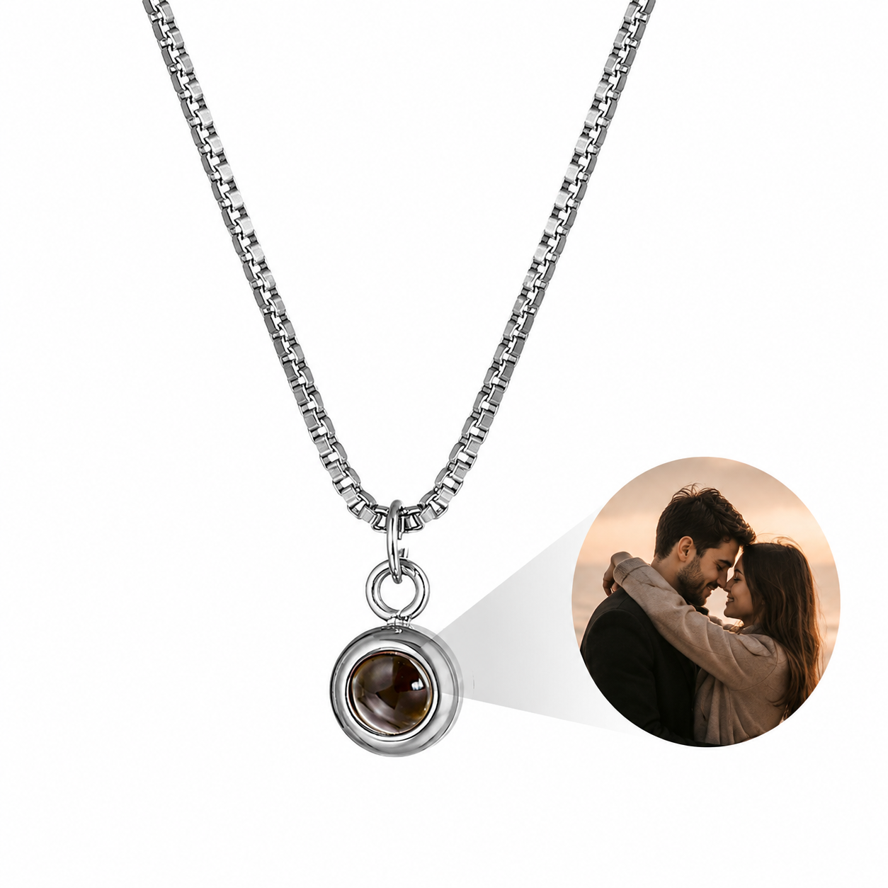 Box Chain Round bead photo Necklace