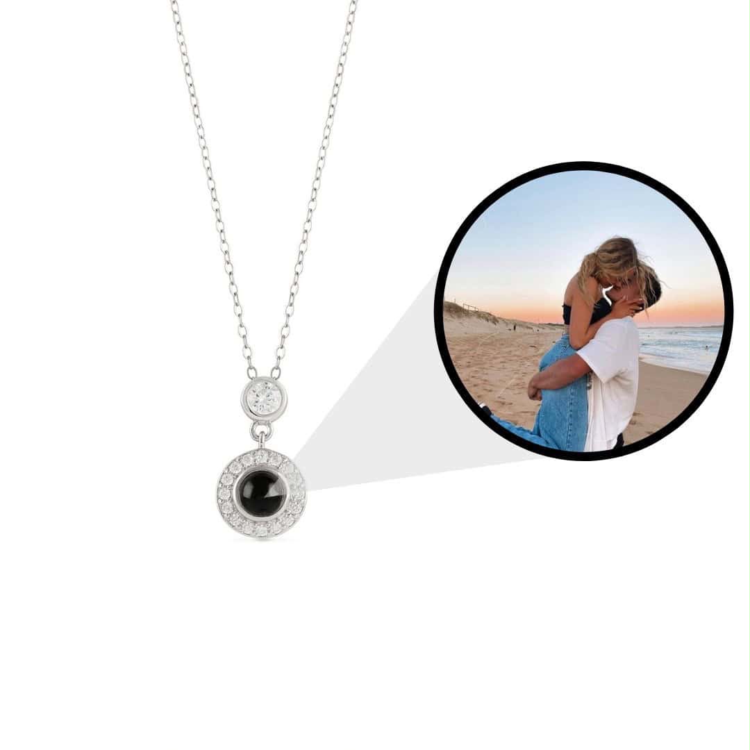 Round Zircon Photo Necklace