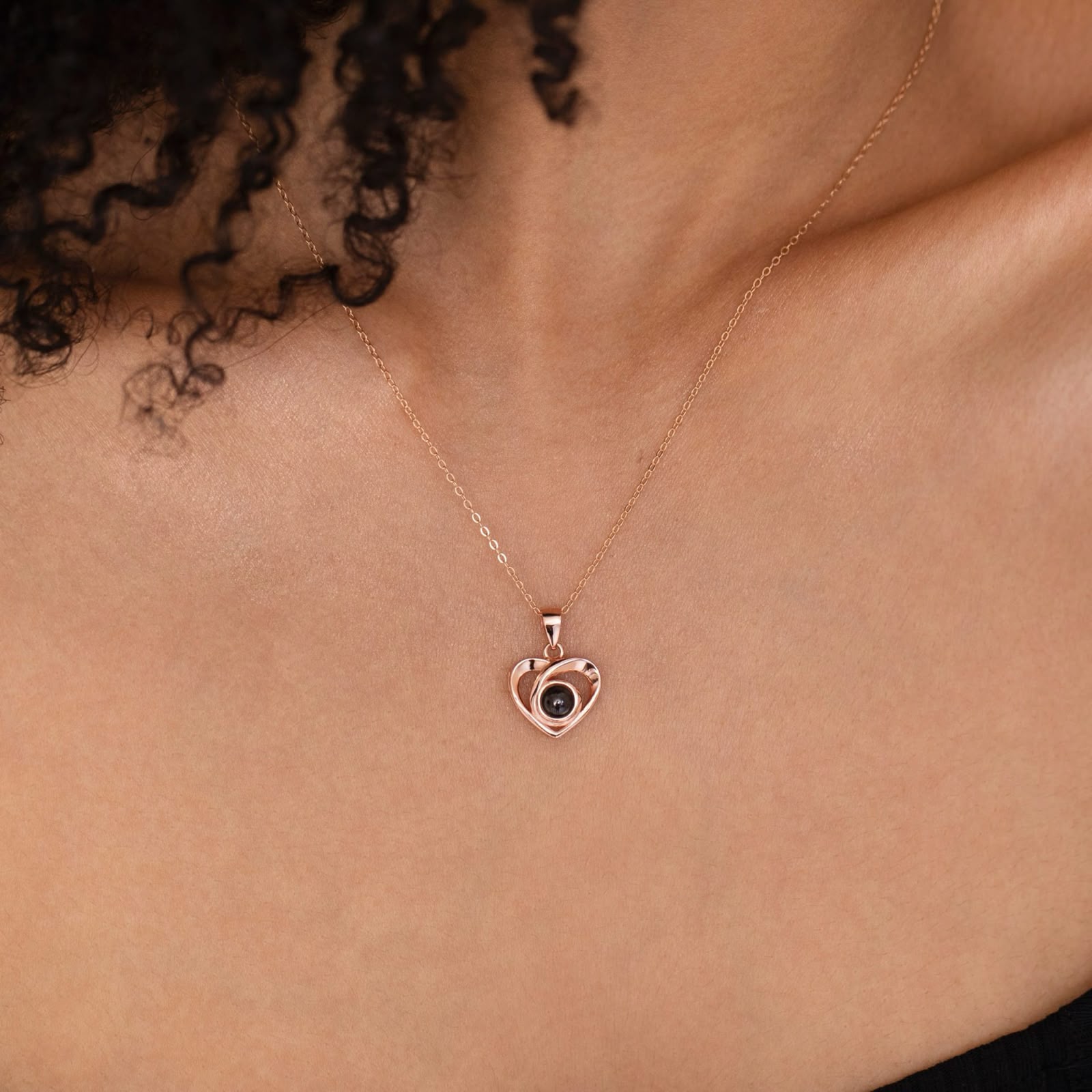 Crossed Heart Photo Necklace