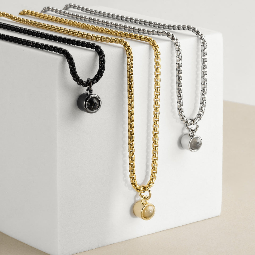 Box Chain Round bead photo Necklace