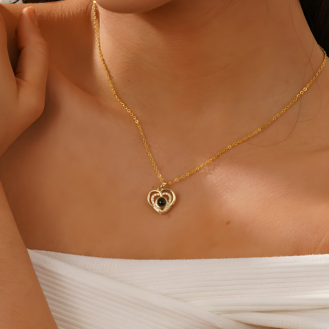 Cross heart Zircon photo Necklace