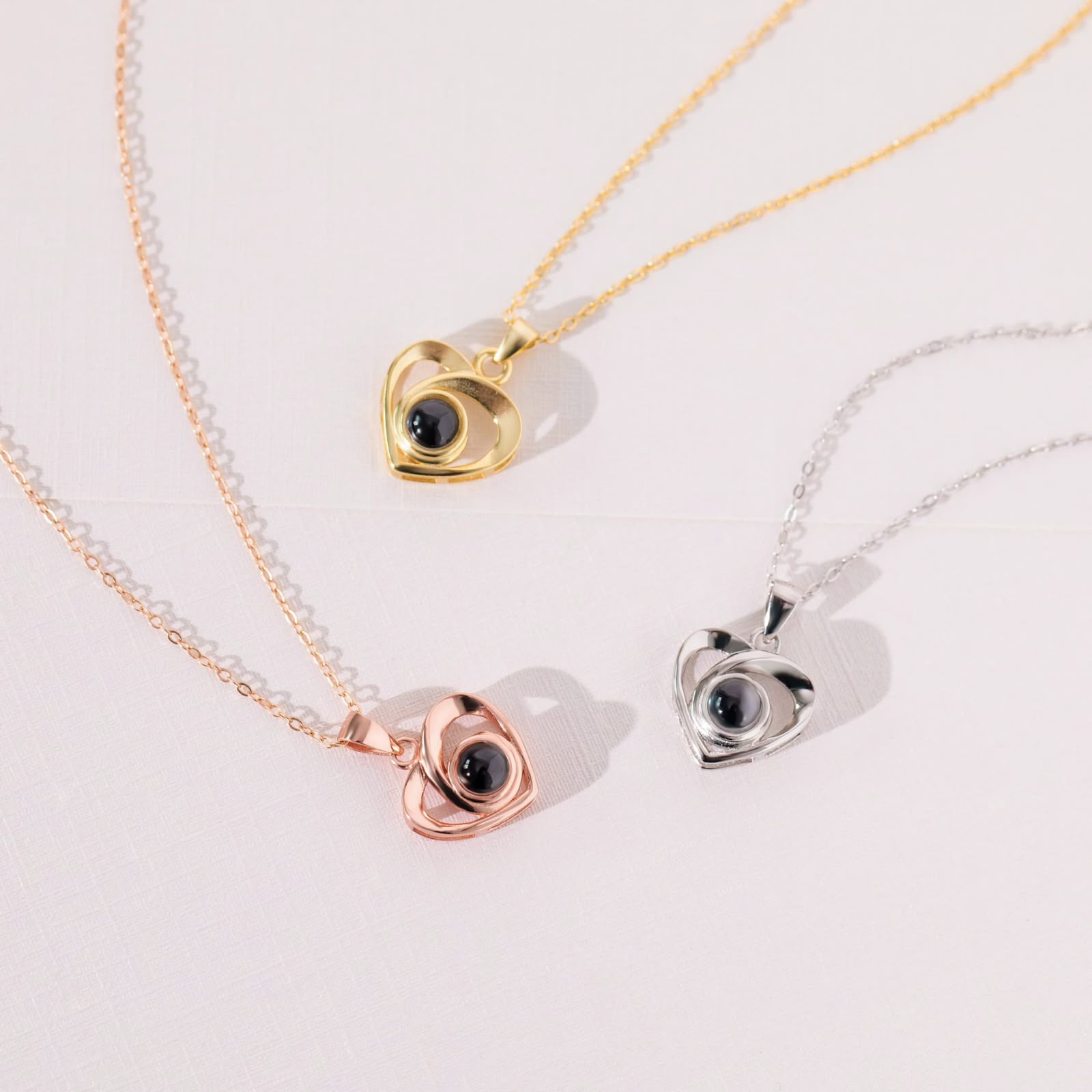 Crossed Heart Photo Necklace