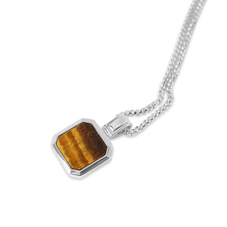 The eye tiger stone square necklace