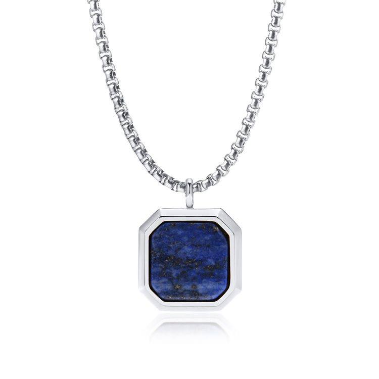 The lapis lazuli stone square necklace