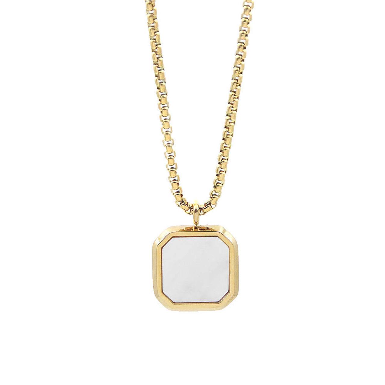 The gold plated limestone square necklace